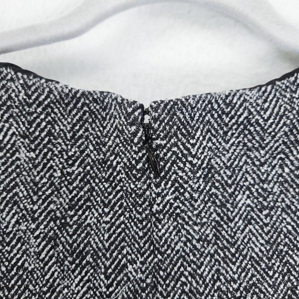 Banana Republic Dress Womens 6 Black White Herringbone Midi Sheath Long Sleeve - Picture 11 of 11